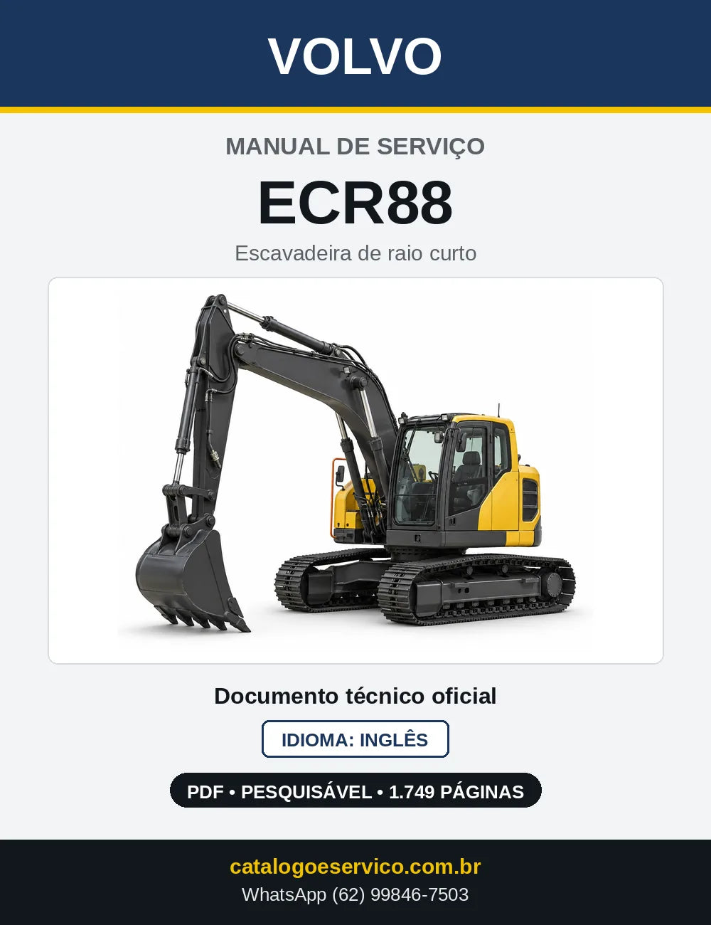 Capa do Manual de Serviço Volvo ECR88 em PDF