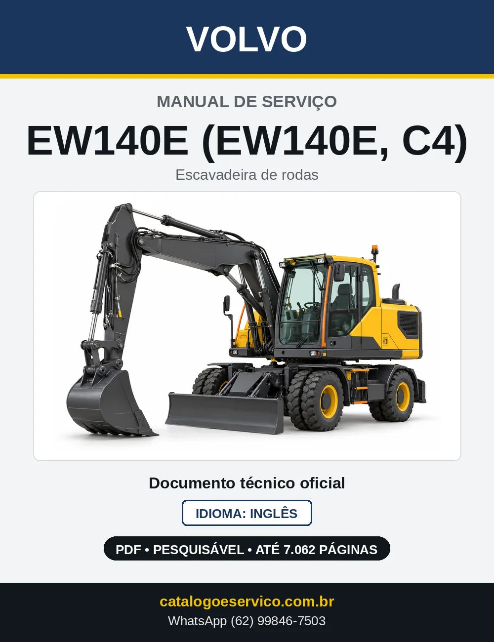 Capa do Manual de Serviço Volvo EW140E e EW140E C4 em PDF