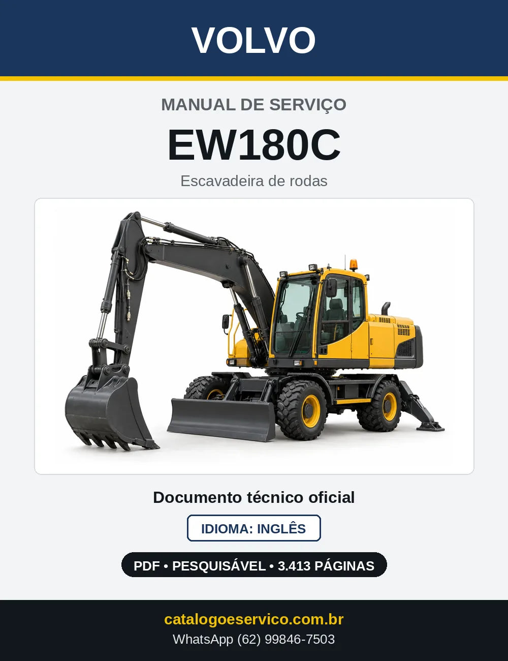 Capa do Manual de Serviço Volvo EW180C em PDF