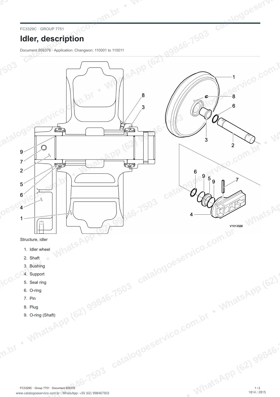 Manual de serviço Volvo FC3329C: página de procedimento com texto e figura (2)