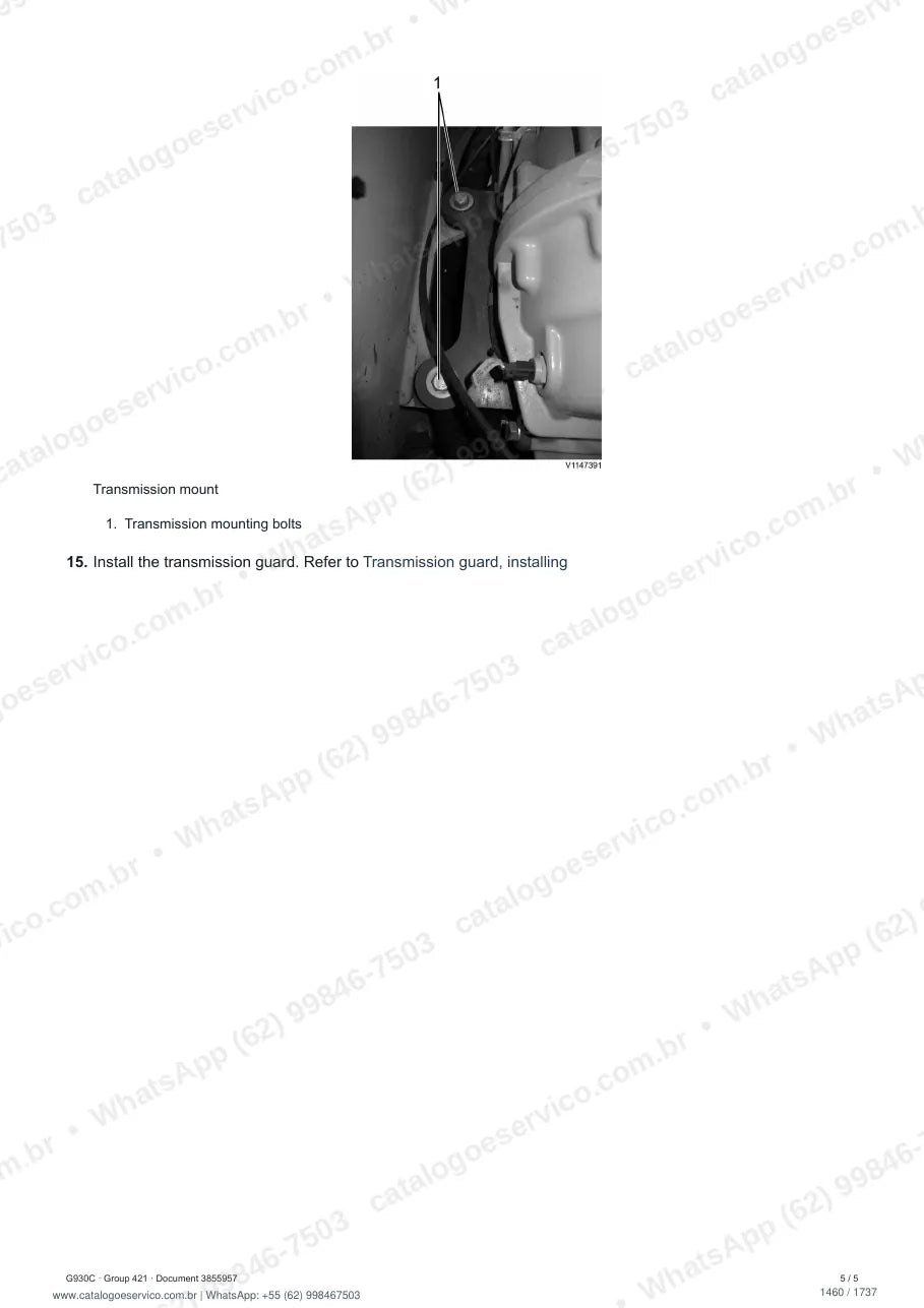 Manual de serviço Volvo G930C: página de procedimento com texto e figura (2)