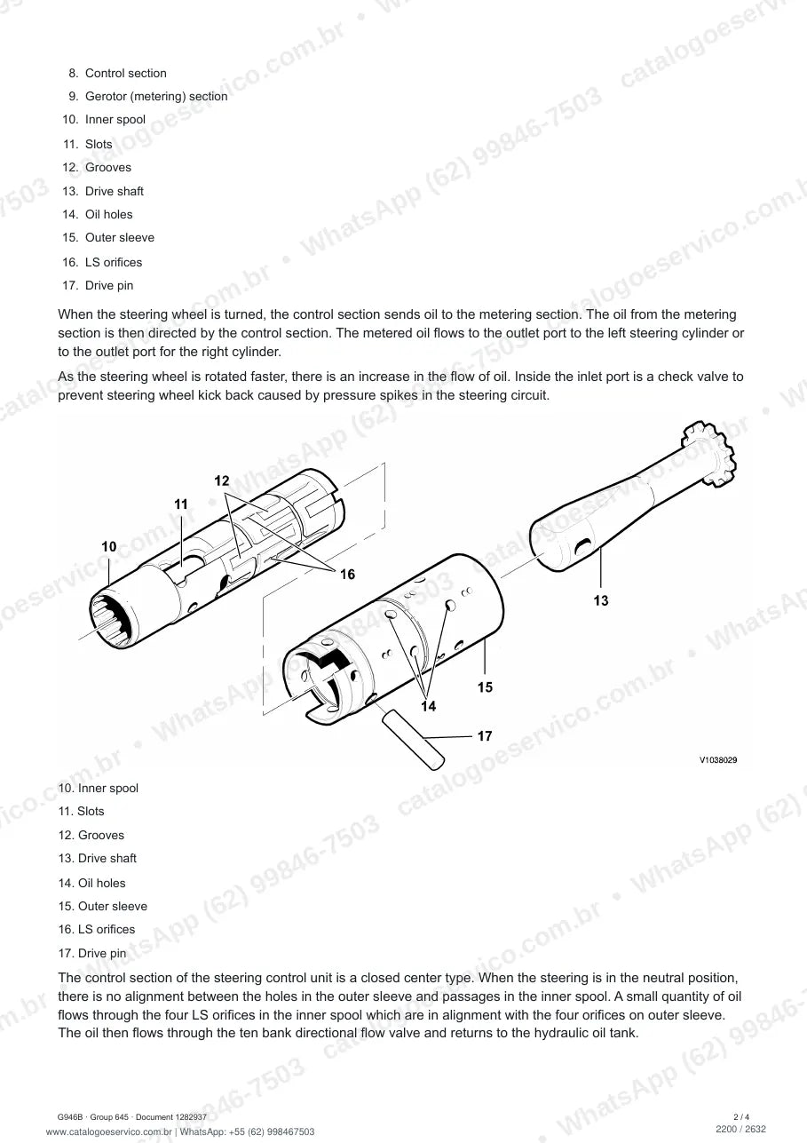 Manual de serviço Volvo G946B: página de procedimento com texto e figura (2)