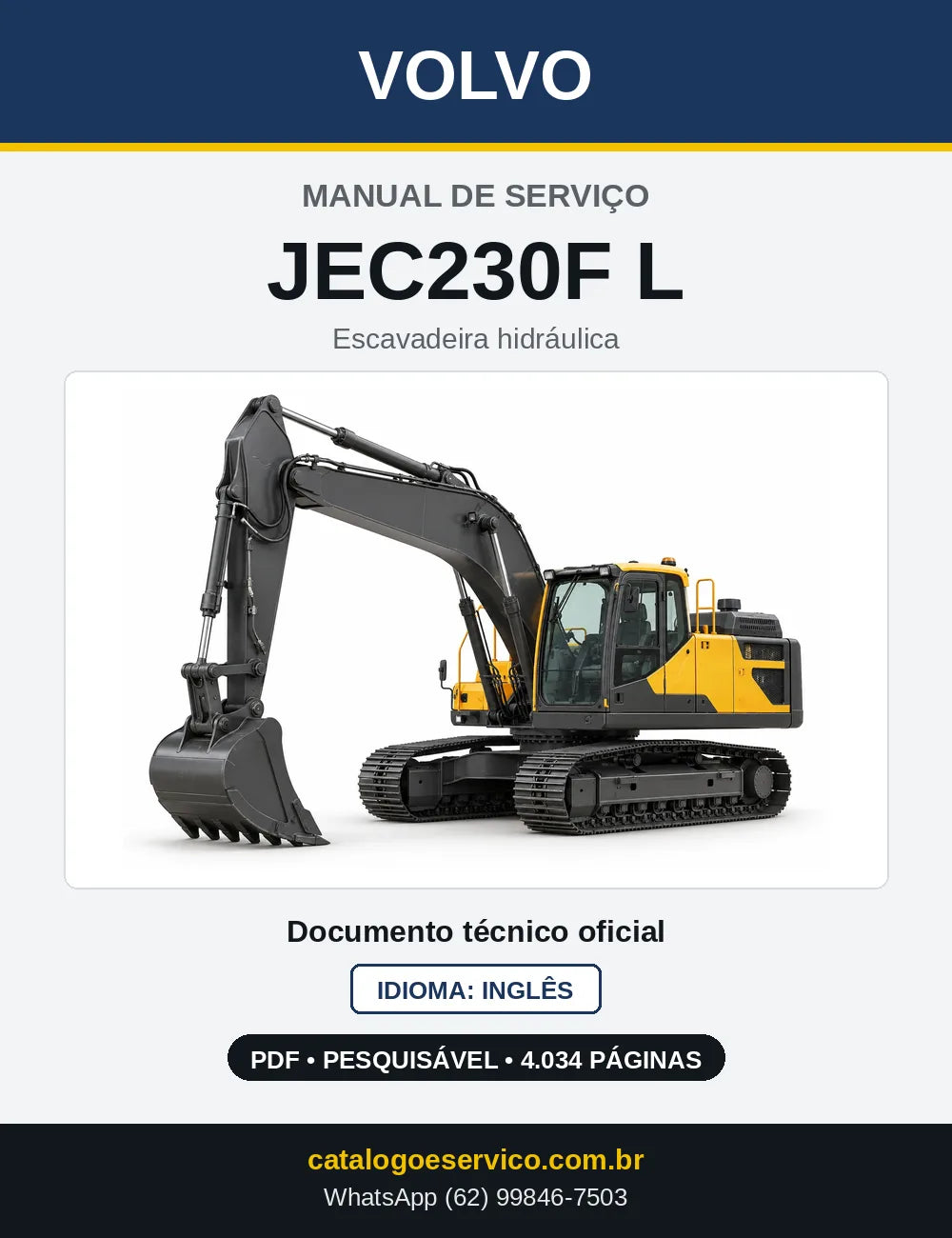 Capa do Manual de Serviço Volvo JEC230F L em PDF