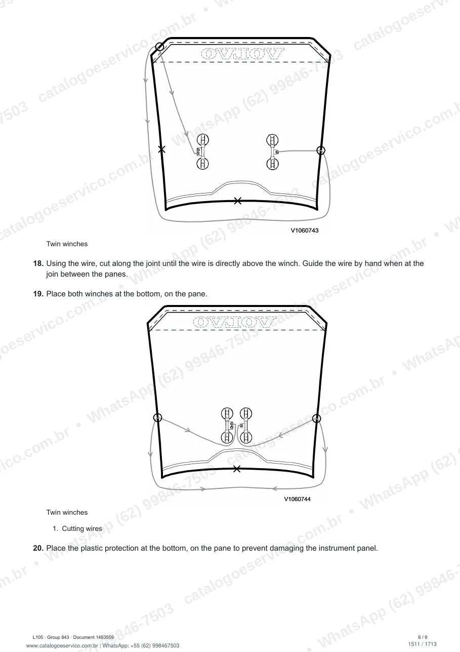 Manual de serviço Volvo L105: página de procedimento com texto e figura (2)