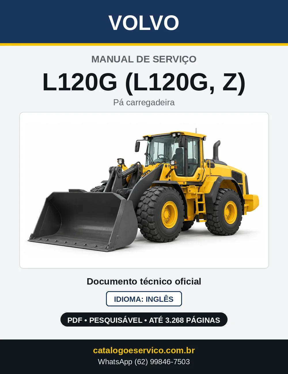 Capa do Manual de Serviço Volvo L120G e L120G Z em PDF