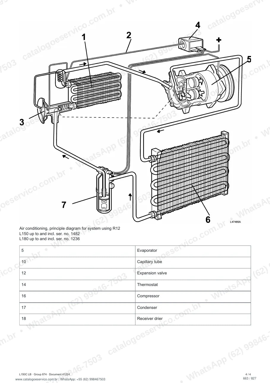 Manual de serviço Volvo L150C LB: página de procedimento com texto e figura