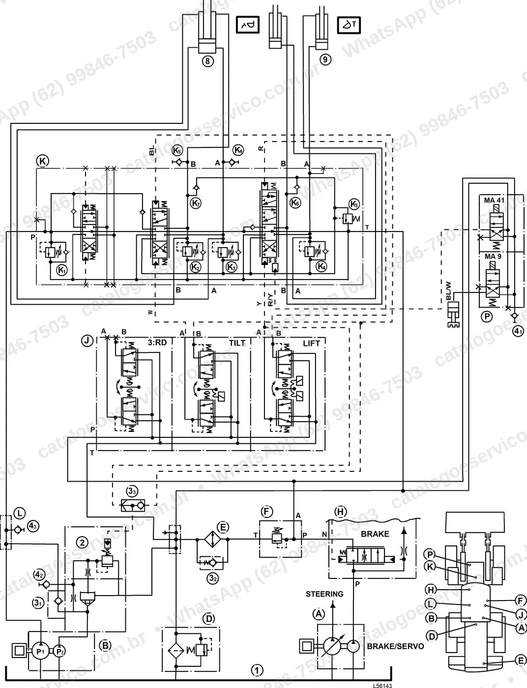 Manual de serviço Volvo L180, L180 CO e L180 HL: ilustração técnica 2