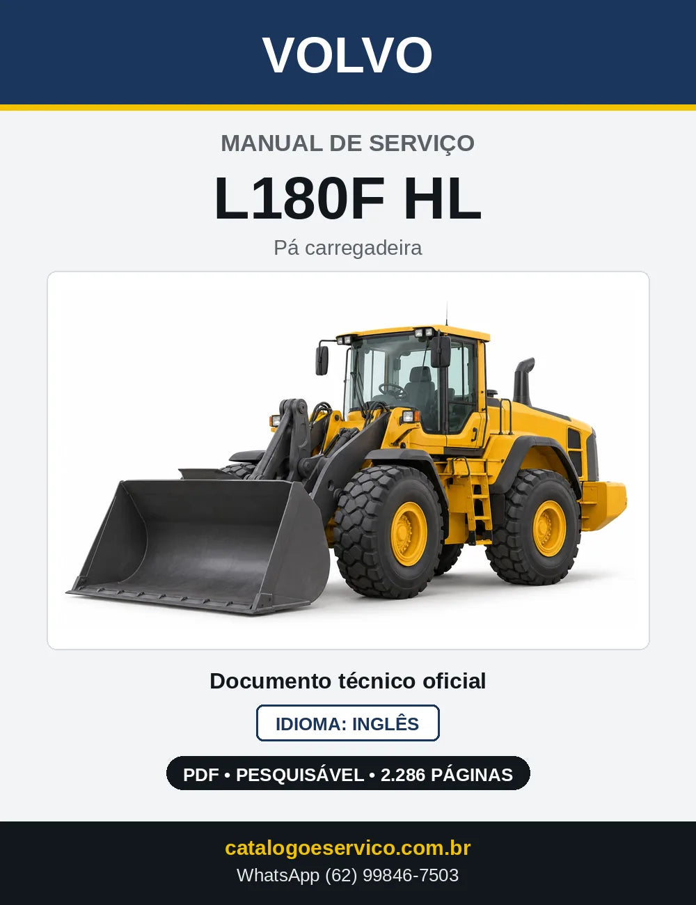 Capa do Manual de Serviço Volvo L180F HL em PDF