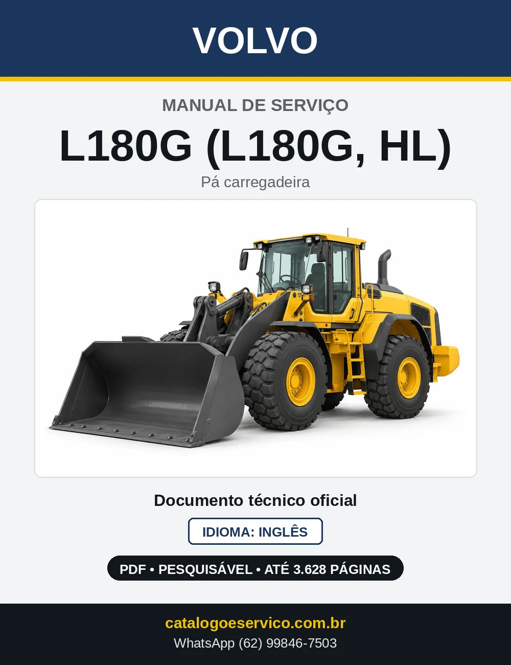 Capa do Manual de Serviço Volvo L180G e L180G HL em PDF