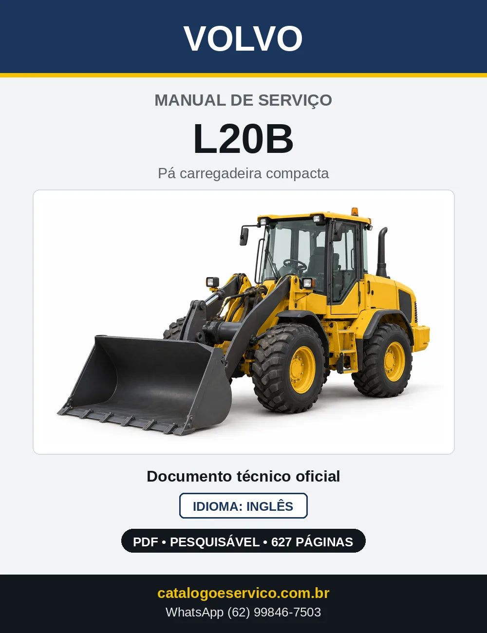 Capa do Manual de Serviço Volvo L20B em PDF