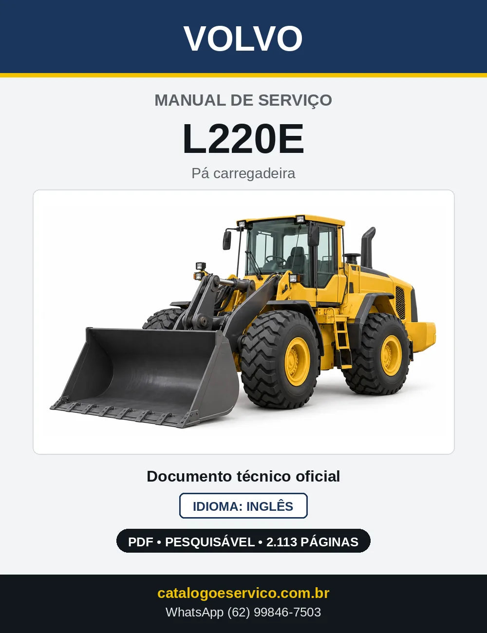 Capa do Manual de Serviço Volvo L220E em PDF