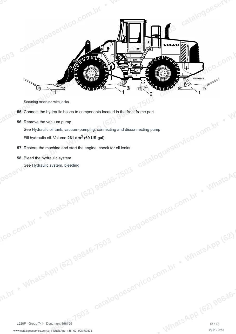 Manual de serviço Volvo L220F: página de procedimento com texto e figura (2)