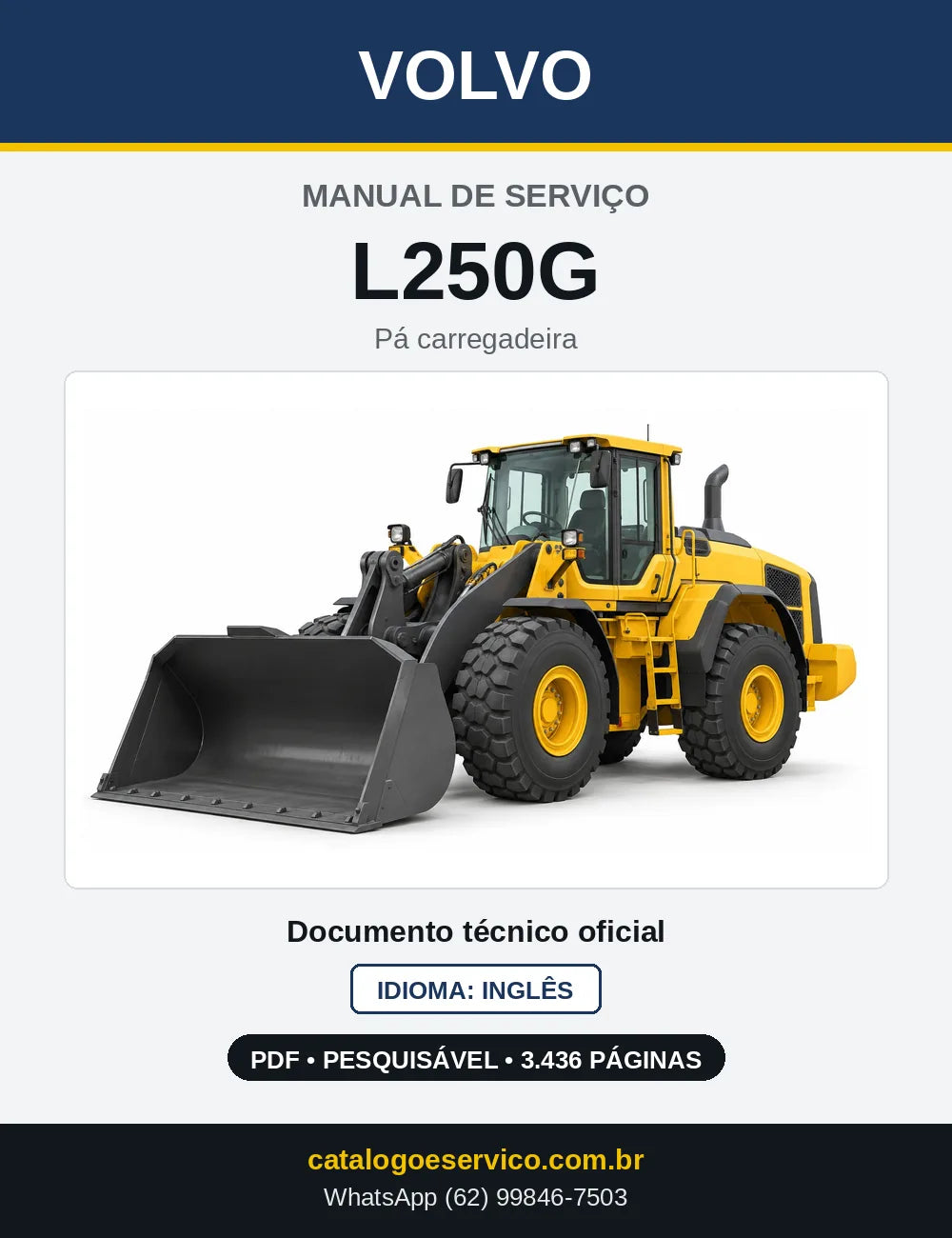 Capa do Manual de Serviço Volvo L250G em PDF