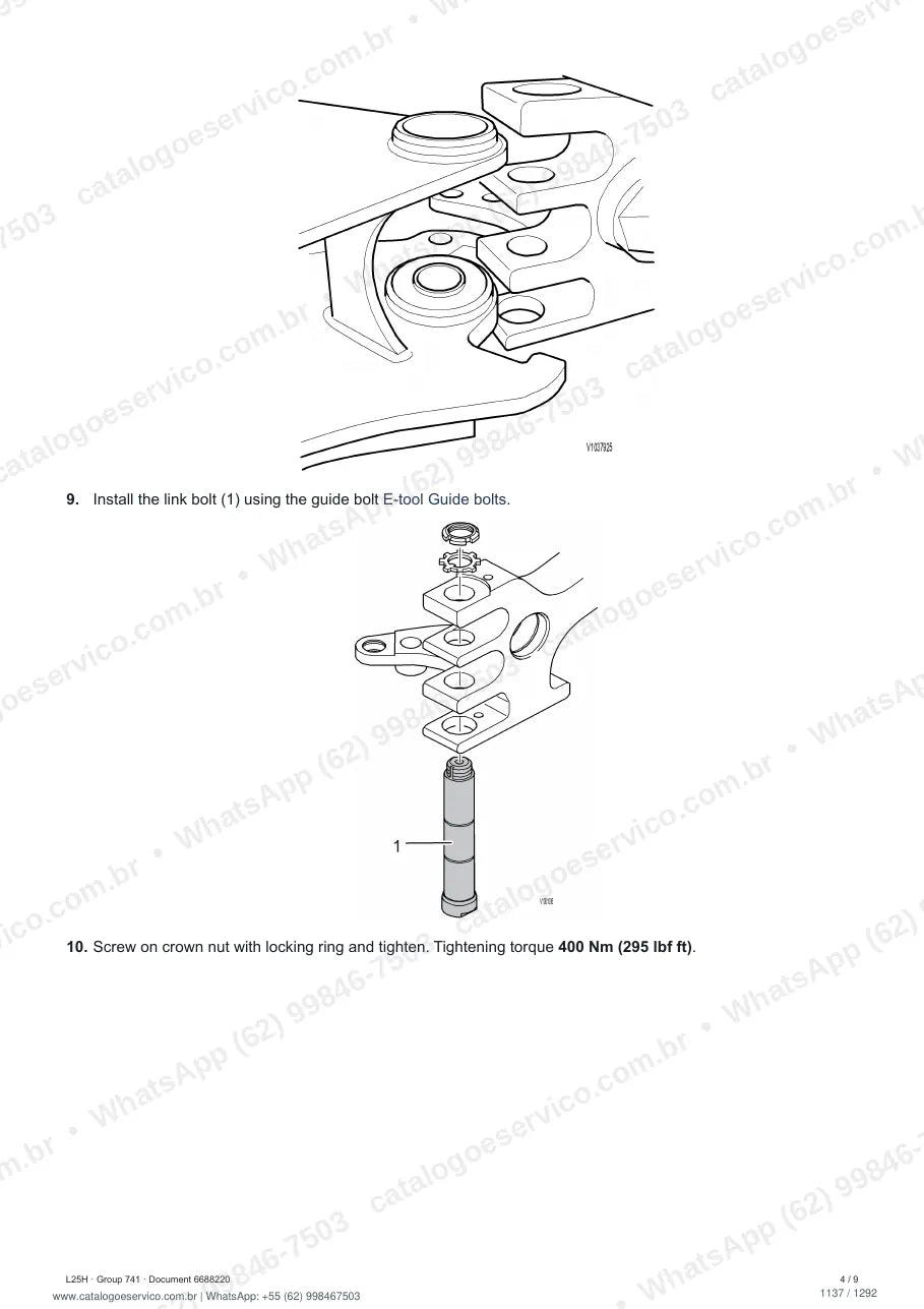 Manual de serviço Volvo L25H: página de procedimento com texto e figura (2)