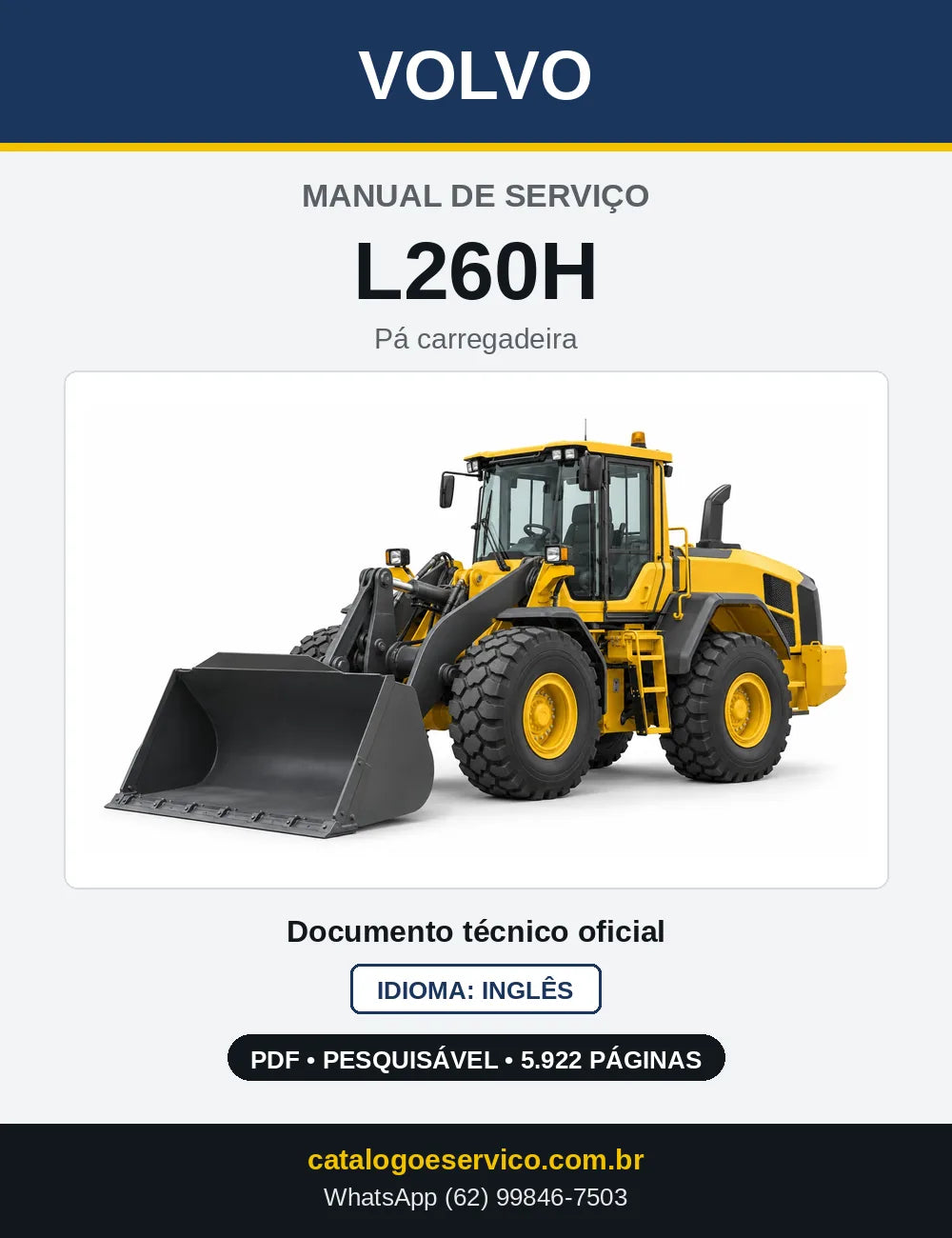 Capa do Manual de Serviço Volvo L260H em PDF