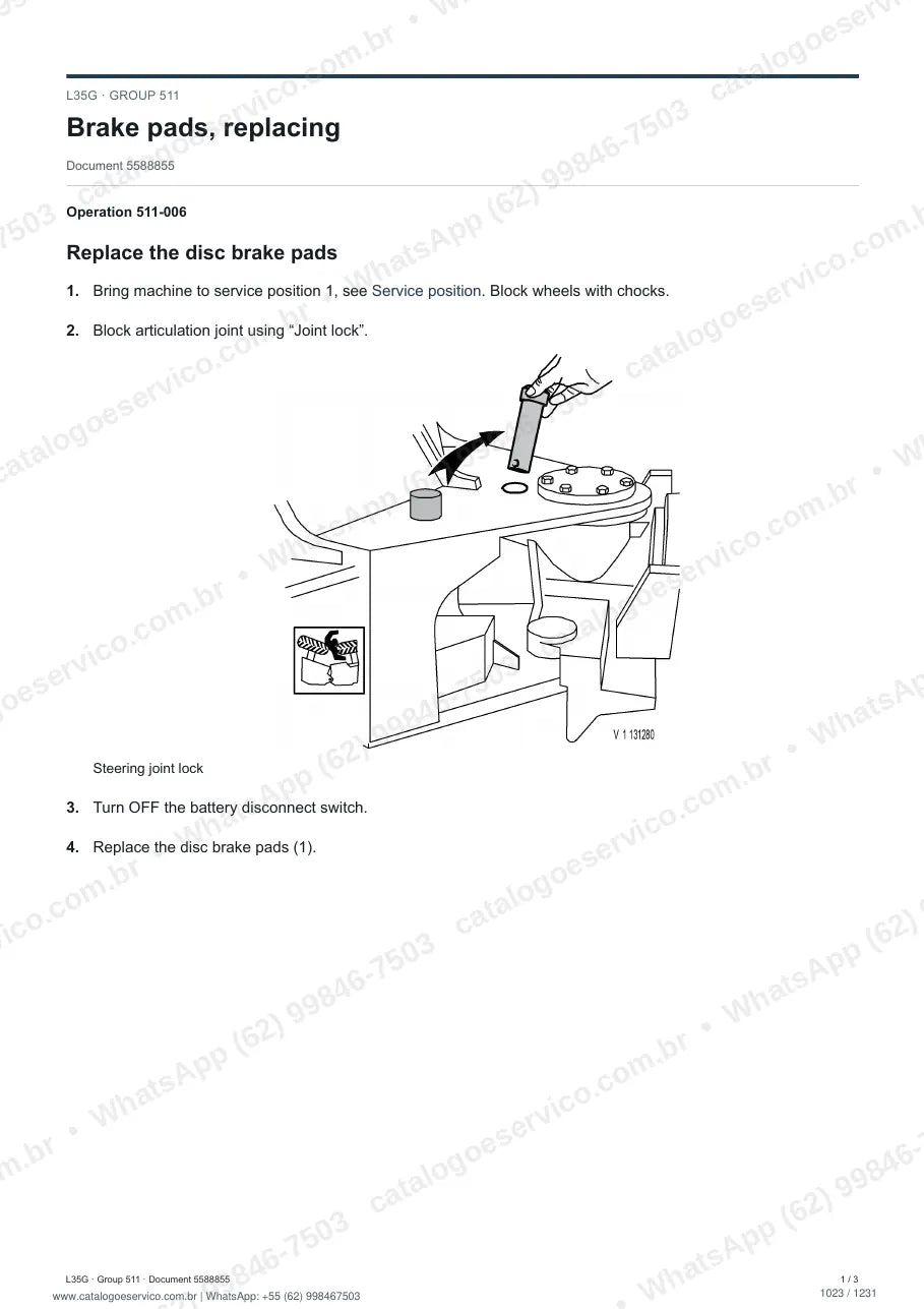 Manual de serviço Volvo L35G: página de procedimento com texto e figura (2)