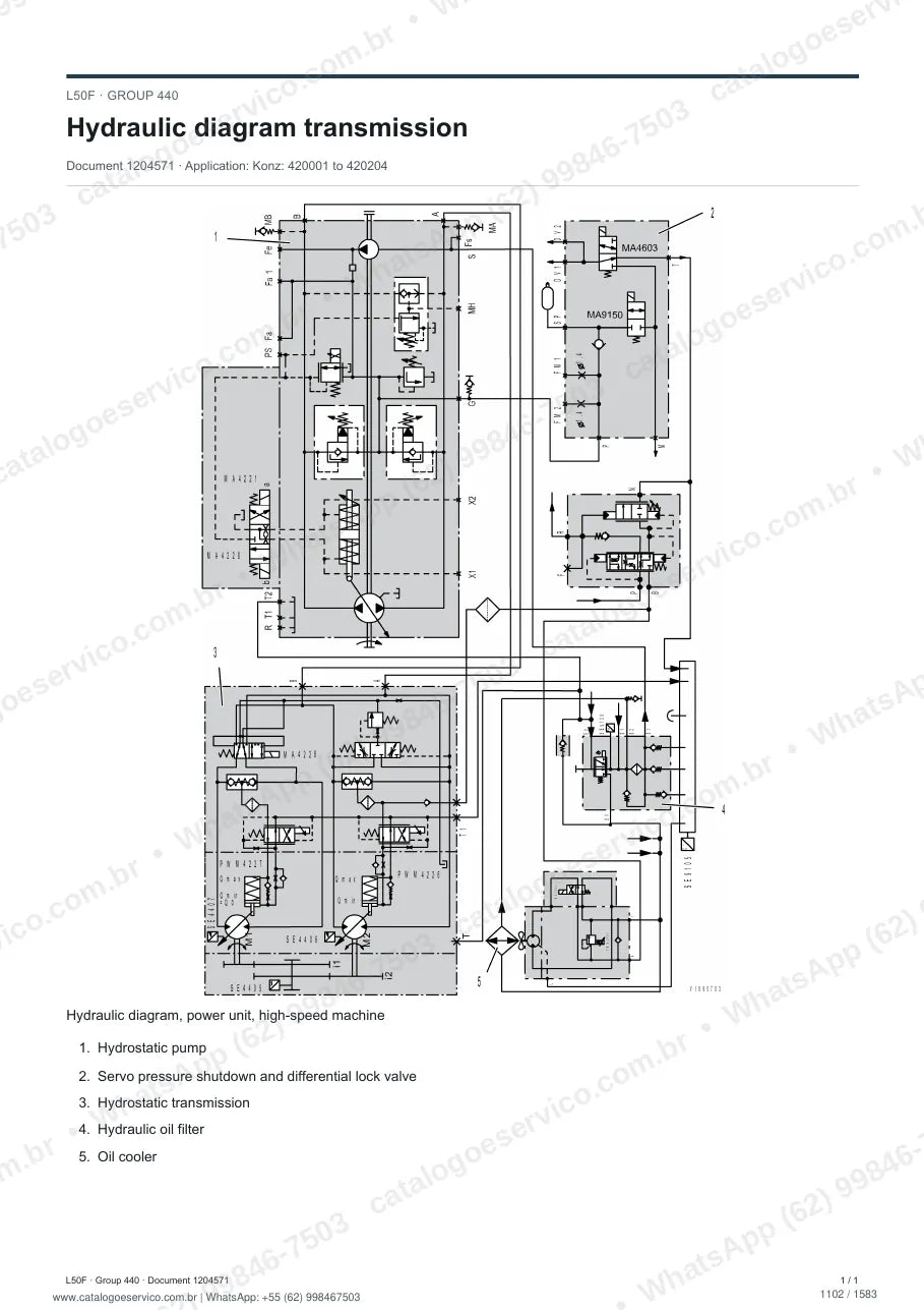 Manual de serviço Volvo L50F: página de procedimento com texto e figura (2)