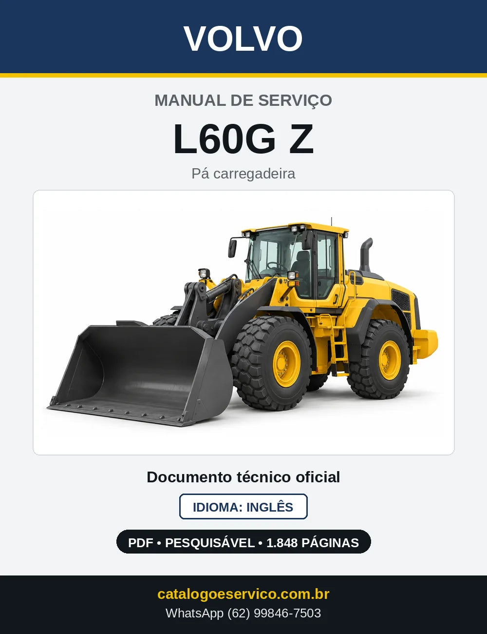 Capa do Manual de Serviço Volvo L60G Z em PDF
