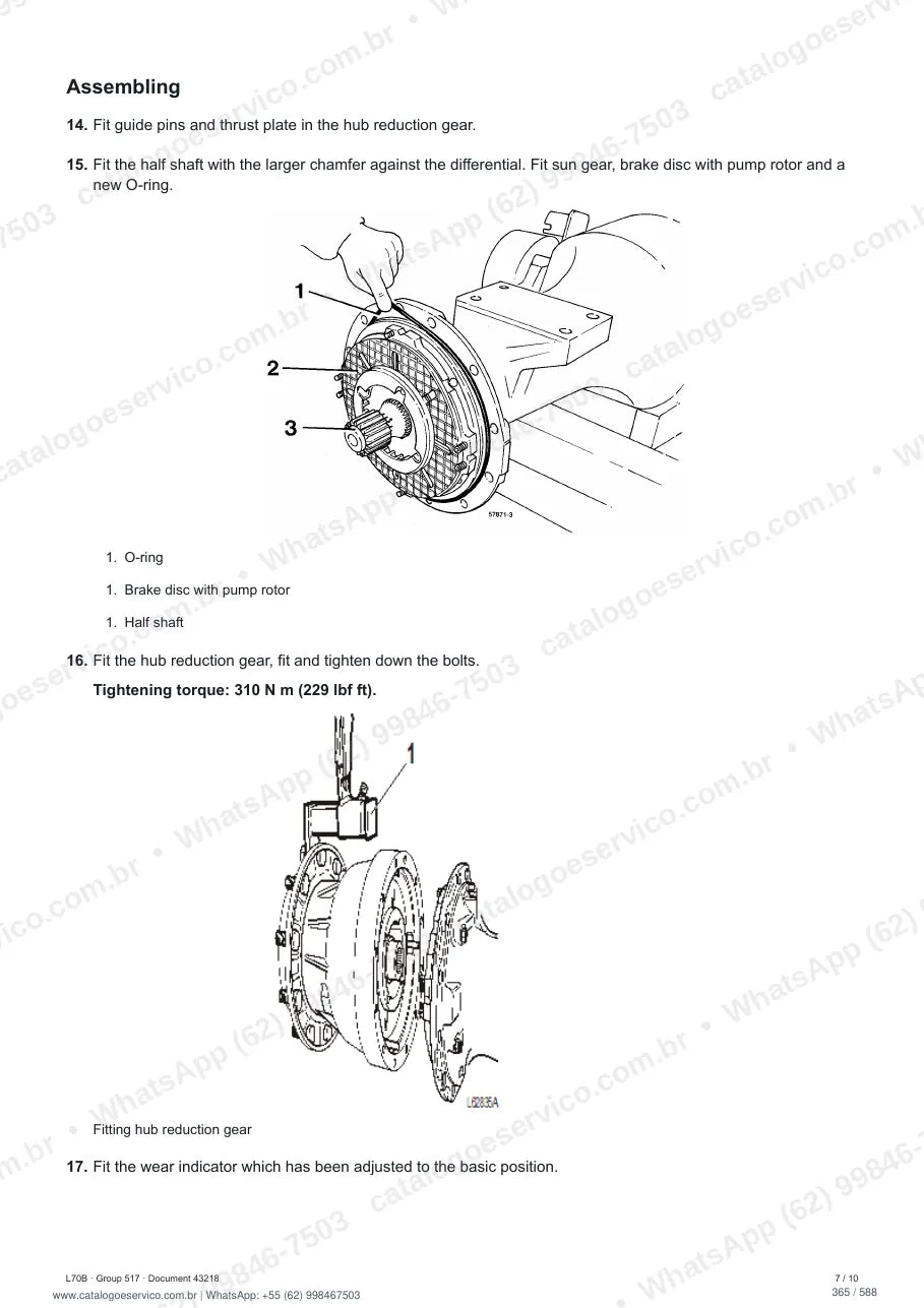 Manual de serviço Volvo L70B: página de procedimento com texto e figura (2)