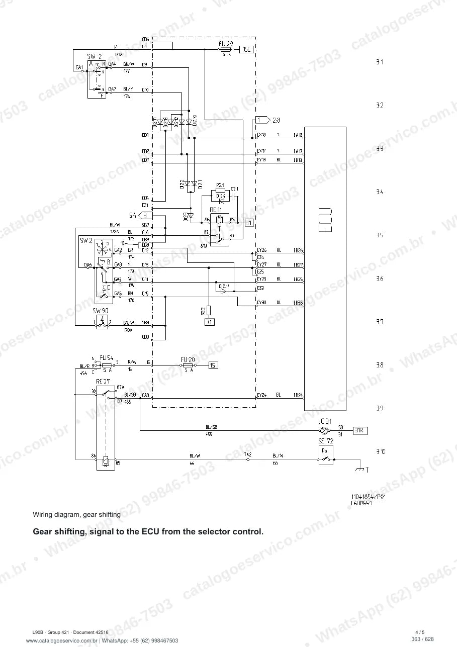 Manual de serviço Volvo L90B: página de procedimento com texto e figura (2)