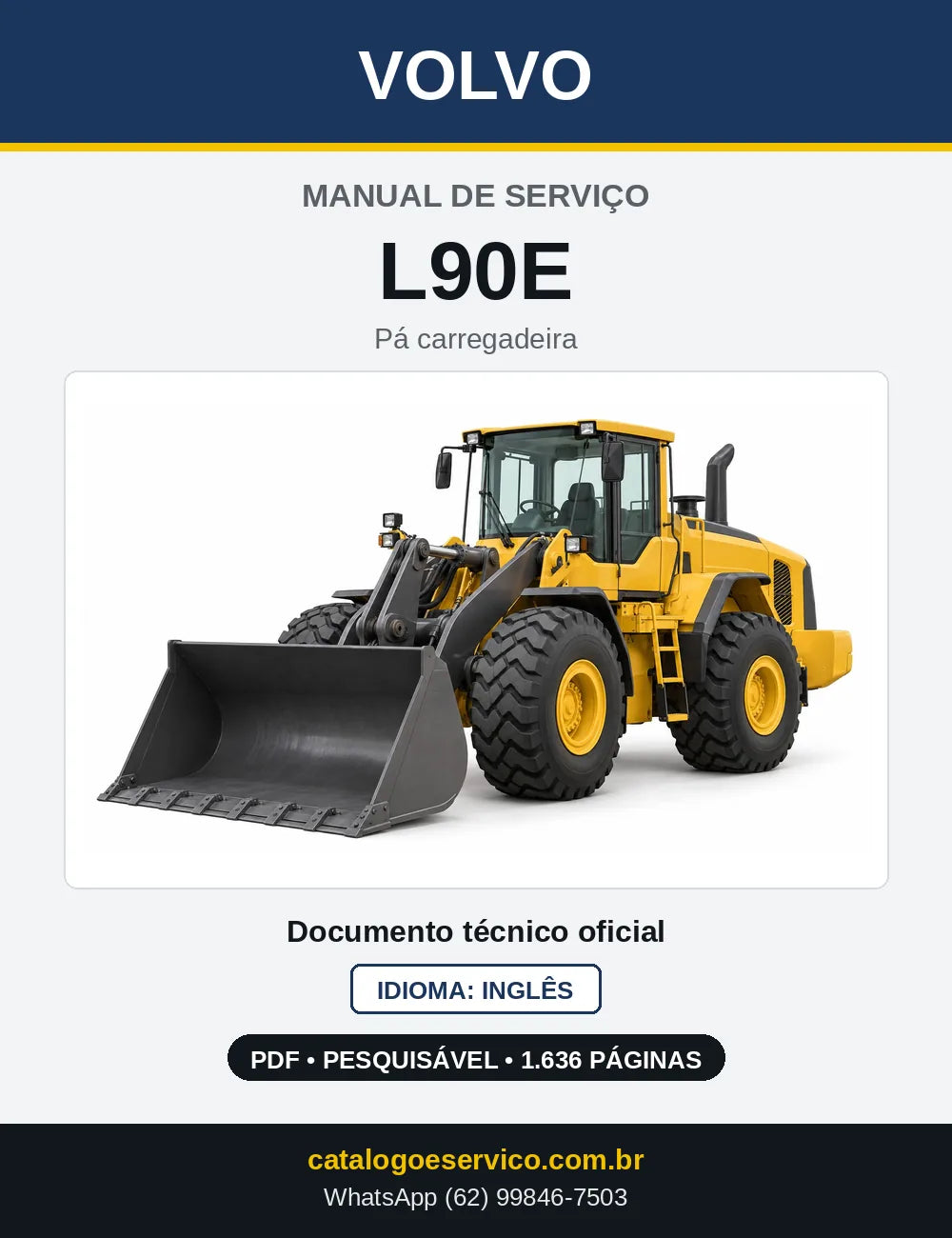 Capa do Manual de Serviço Volvo L90E em PDF