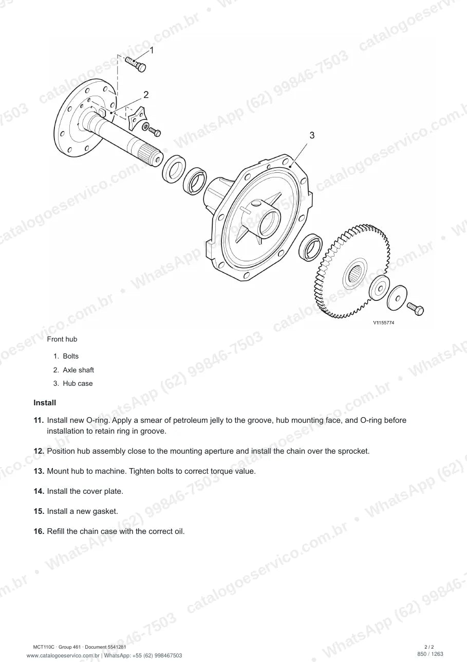 Manual de serviço Volvo MCT110C: página de procedimento com texto e figura