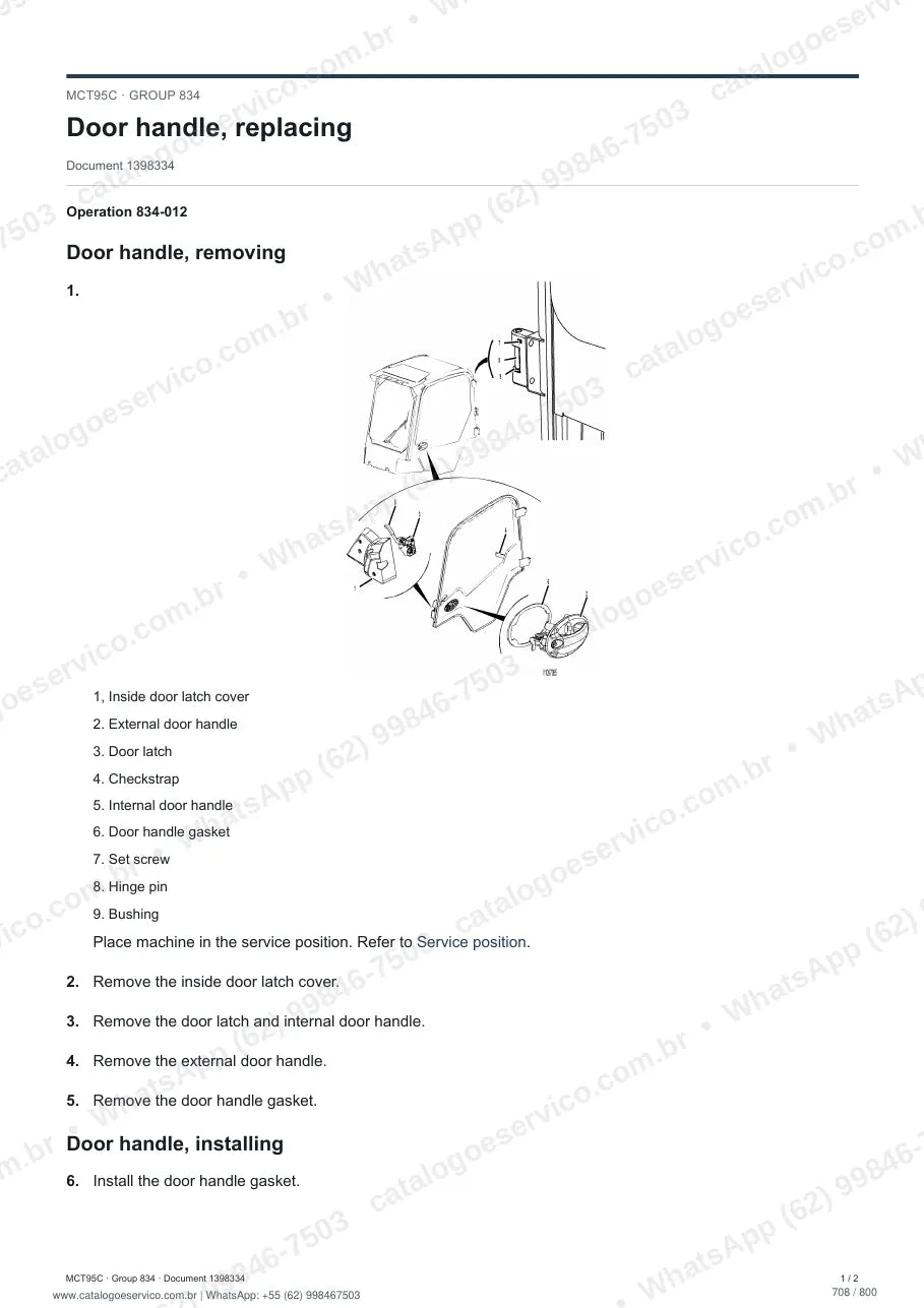 Manual de serviço Volvo MCT95C: página de procedimento com texto e figura (2)