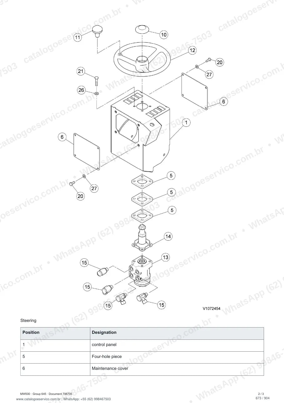 Manual de serviço Volvo MW500: página de procedimento com texto e figura