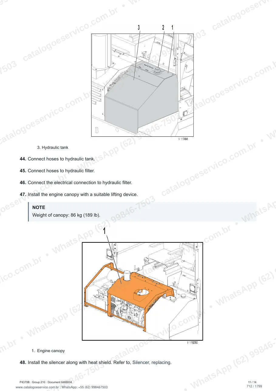 Manual de serviço Volvo P4370B ABG: página de procedimento com texto e figura