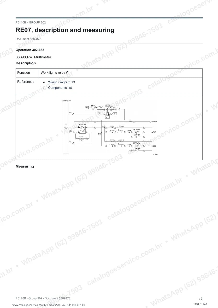 Manual de serviço Volvo P5110B: página de procedimento com texto e figura (2)