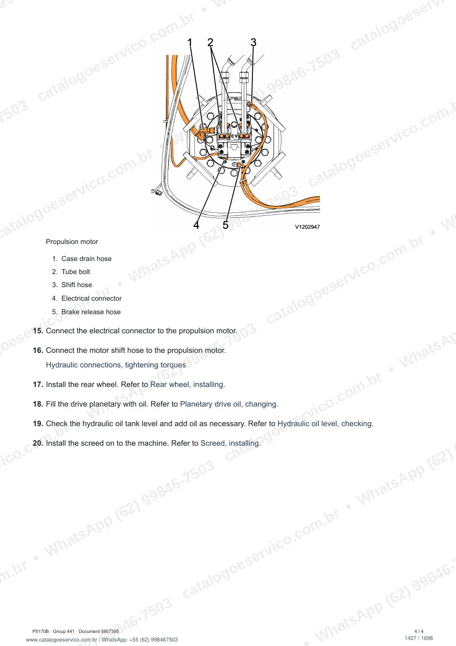 Manual de serviço Volvo P5170B: página de procedimento com texto e figura