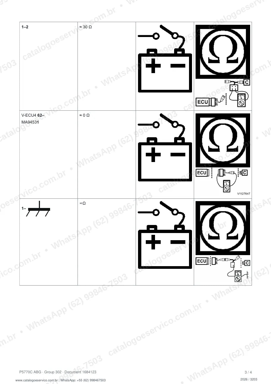 Manual de serviço Volvo P5770C ABG: página de procedimento com texto e figura (2)