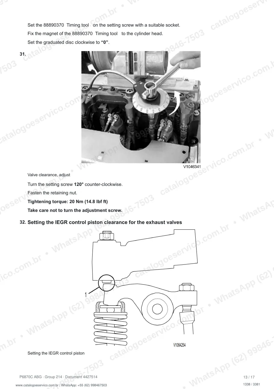 Manual de serviço Volvo P6870C ABG: página de procedimento com texto e figura