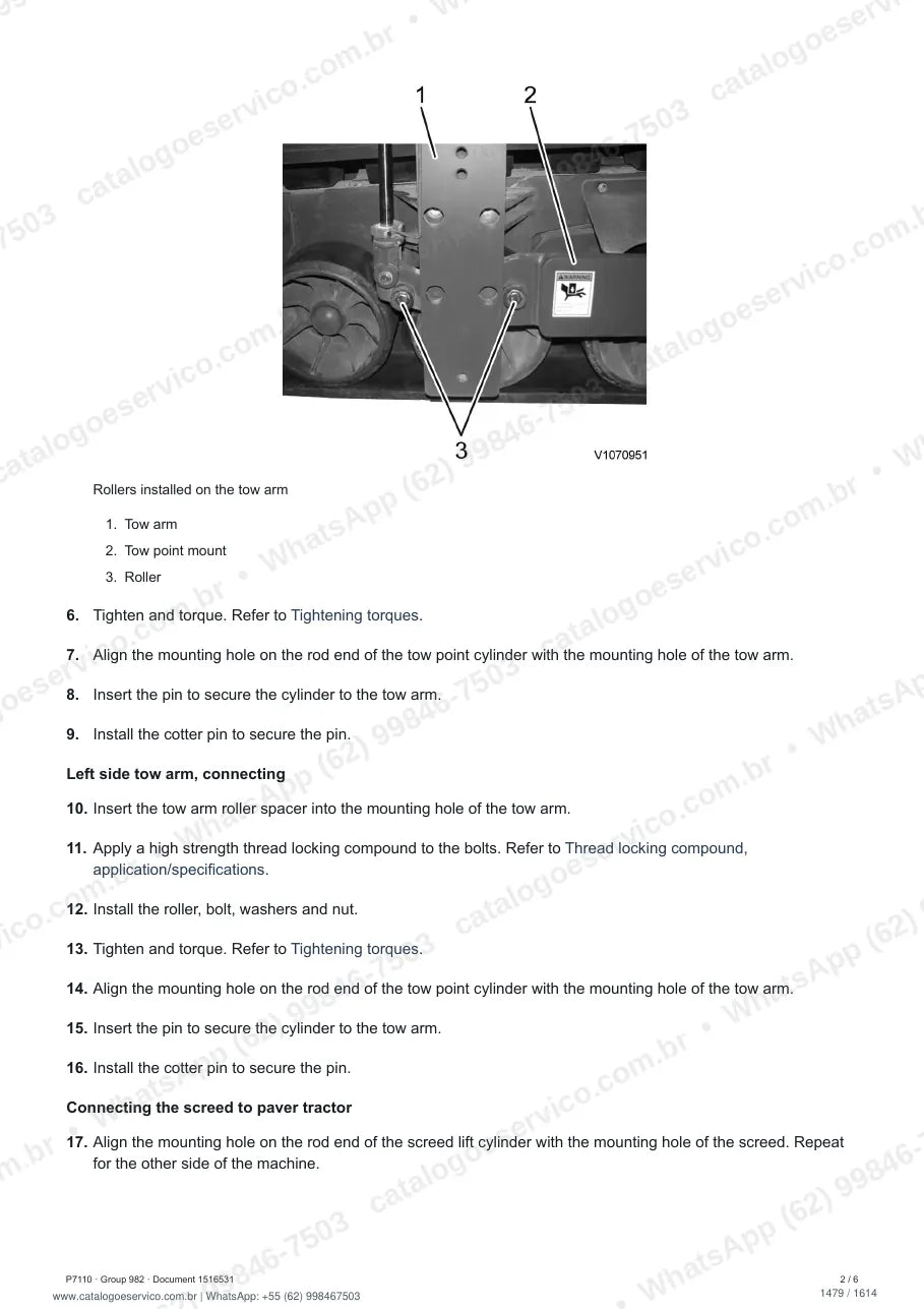Manual de serviço Volvo P7110: página de procedimento com texto e figura (2)
