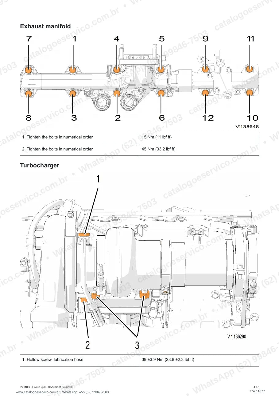 Manual de serviço Volvo P7110B: página de procedimento com texto e figura (2)