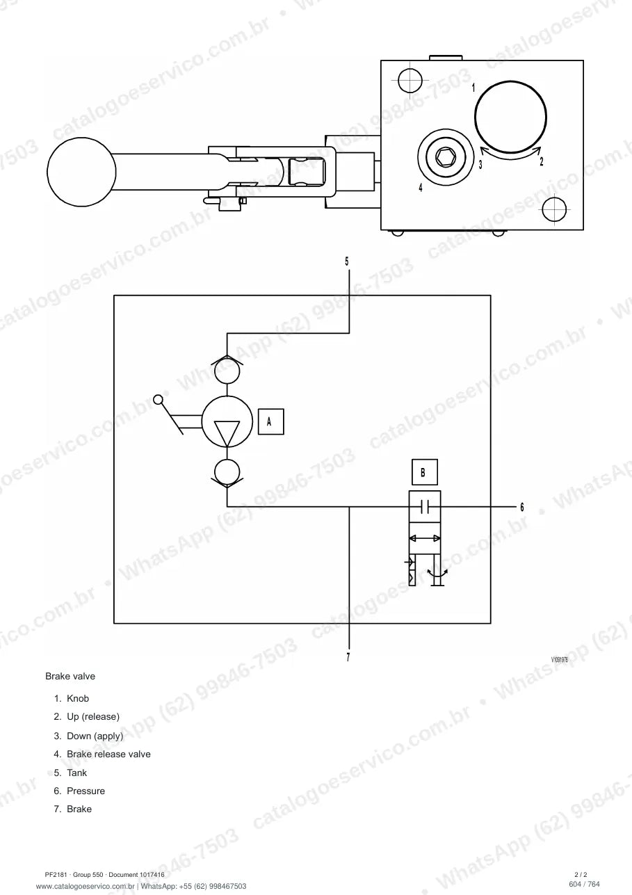 Manual de serviço Volvo PF2181: página de procedimento com texto e figura (2)