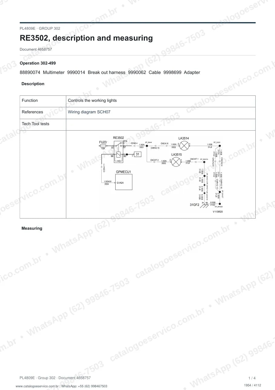 Manual de serviço Volvo PL4809E: página de procedimento com texto e figura