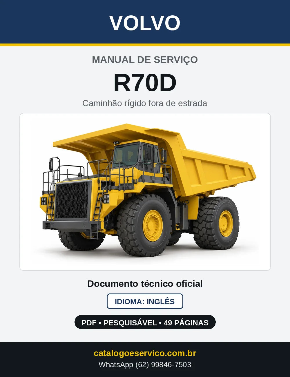 Capa do Manual de Serviço Volvo R70D em PDF