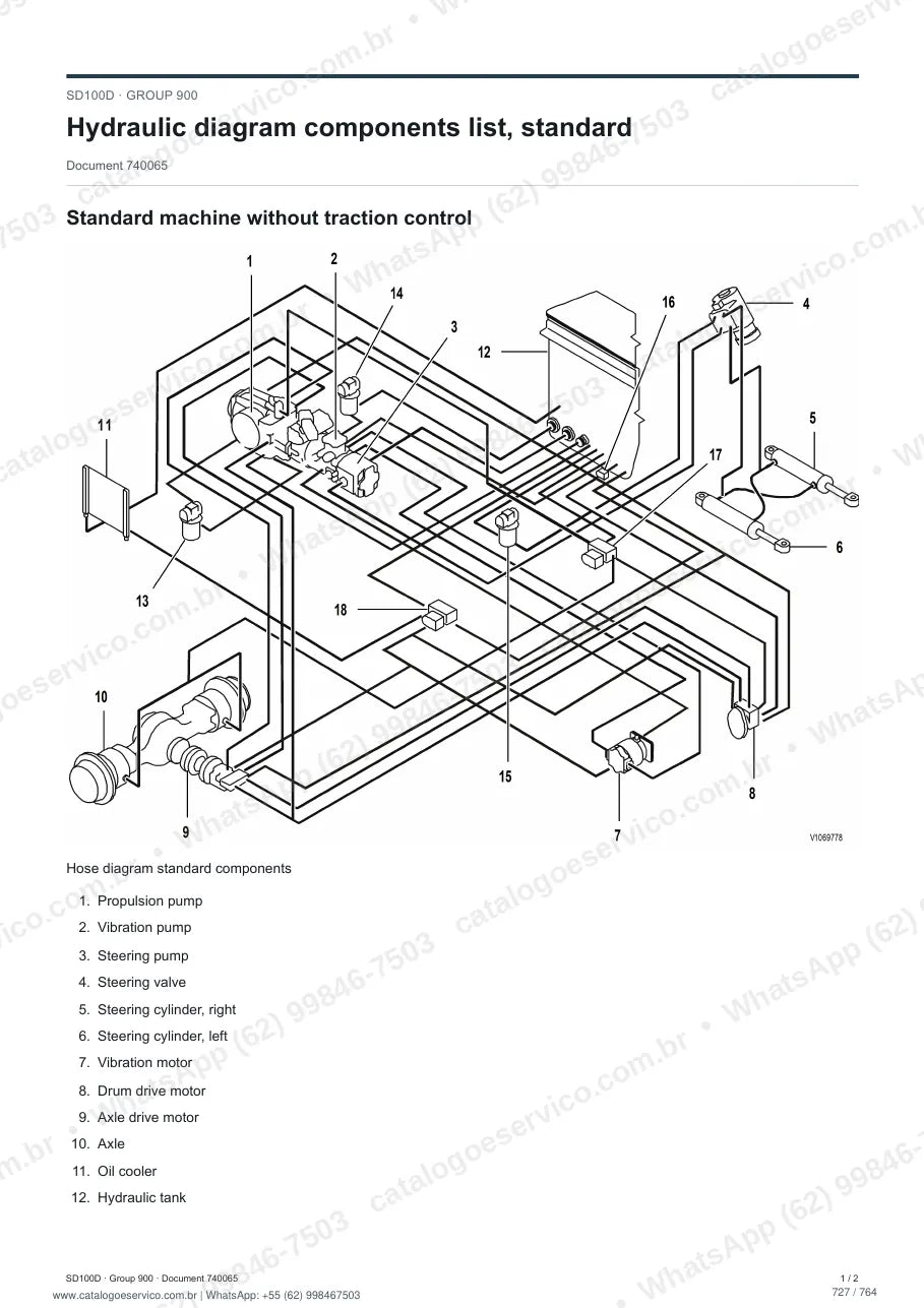 Manual de serviço Volvo SD100D: página de procedimento com texto e figura (2)