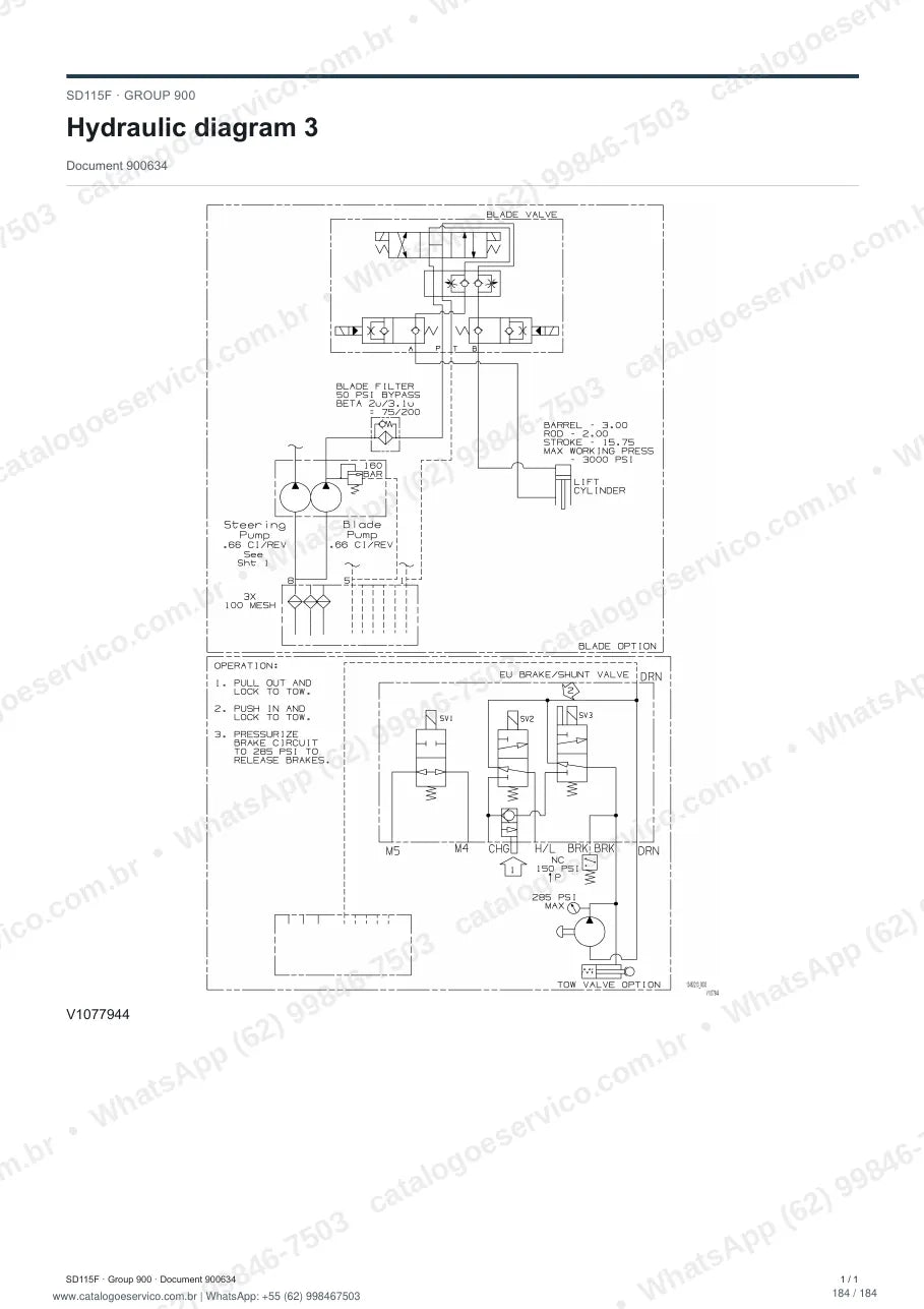Manual de serviço Volvo SD115F: página de procedimento com texto e figura (2)
