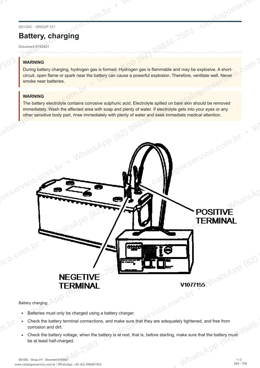 Manual de serviço Volvo SD120C: página de procedimento com texto e figura (2)