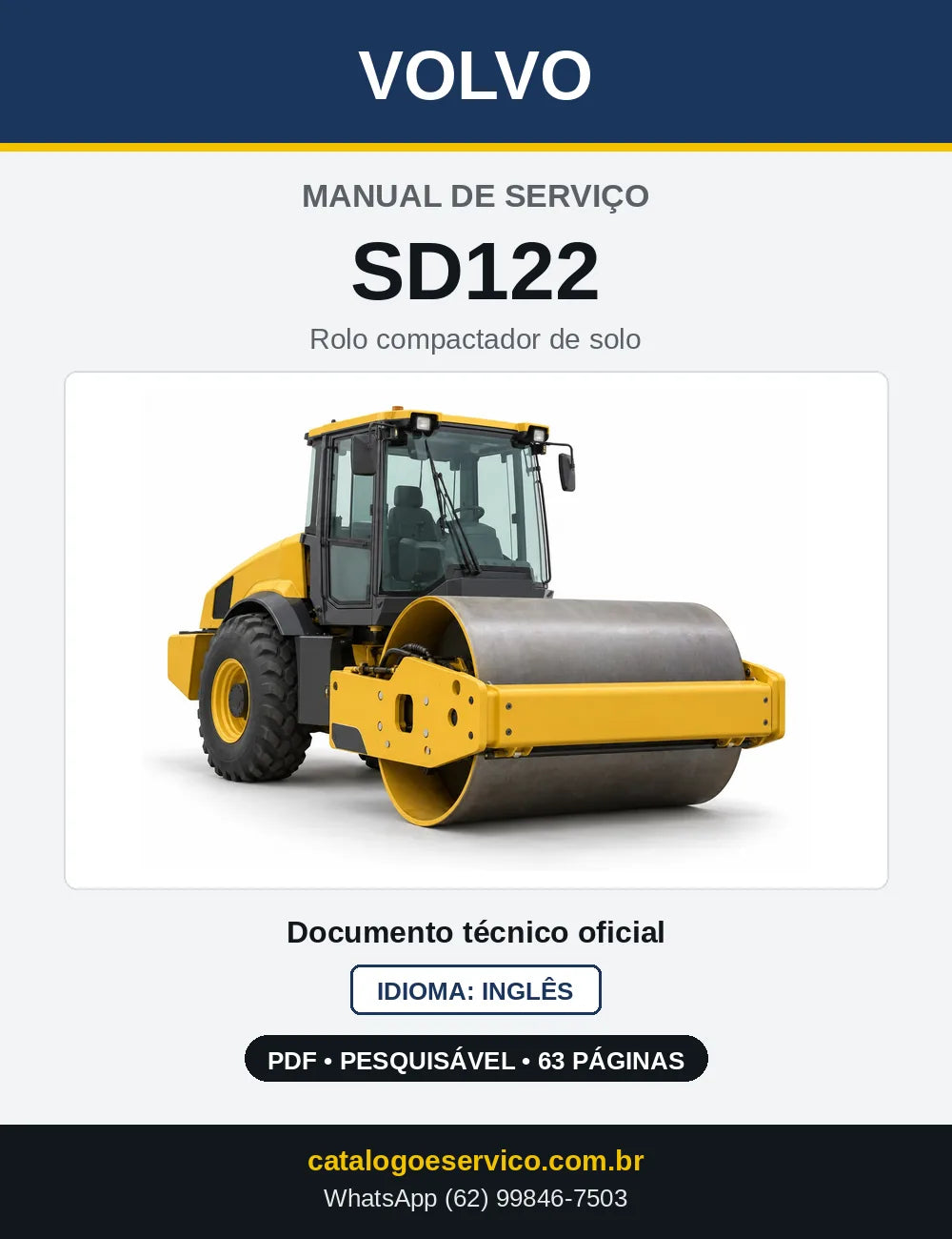 Capa do Manual de Serviço Volvo SD122 em PDF