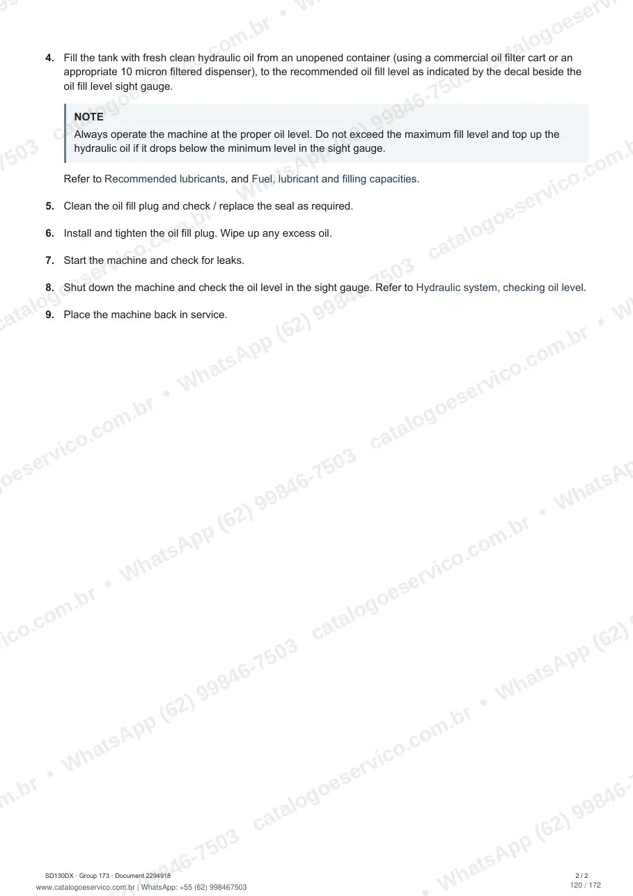 Manual de serviço Volvo SD130DX: página de procedimento com texto e figura (2)
