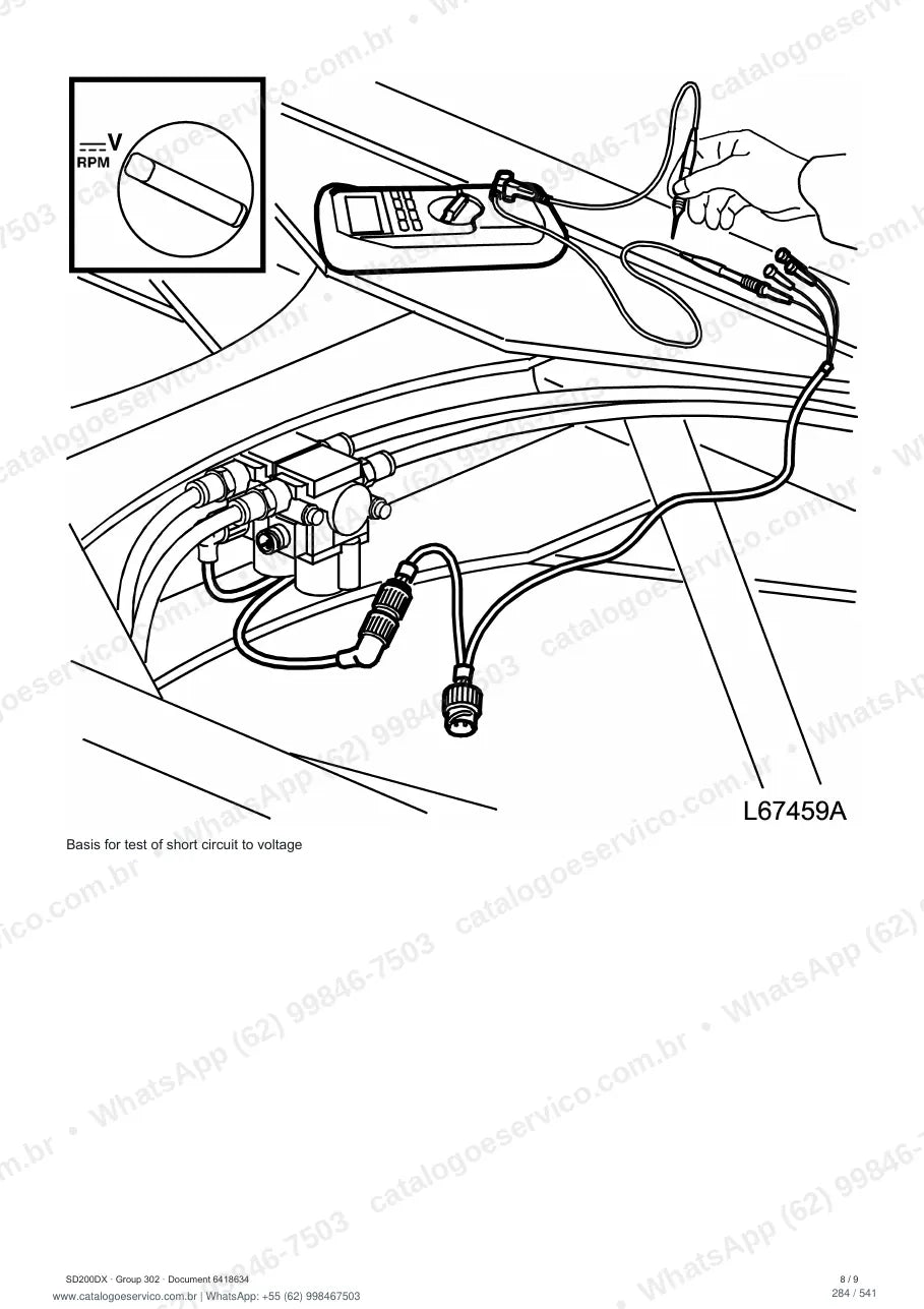 Manual de serviço Volvo SD200DX: página de procedimento com texto e figura (2)