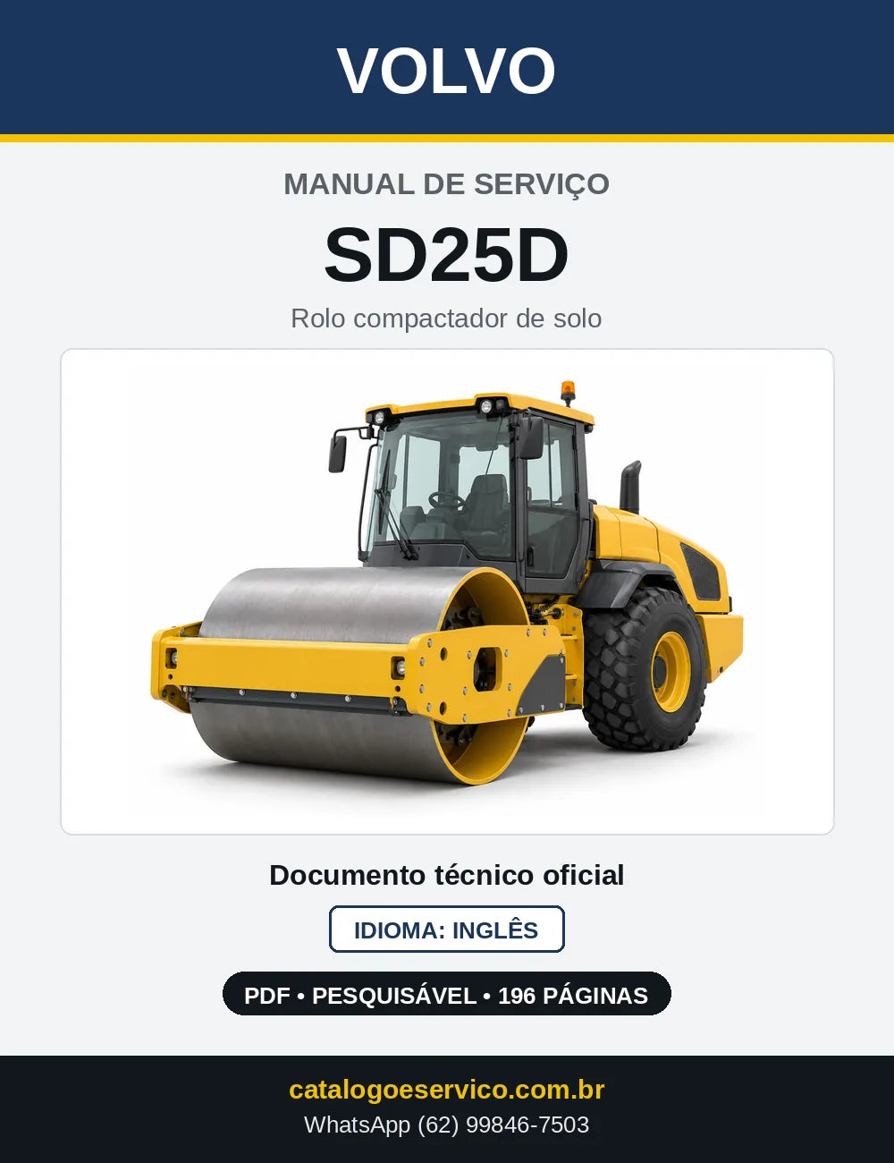 Capa do Manual de Serviço Volvo SD25D em PDF