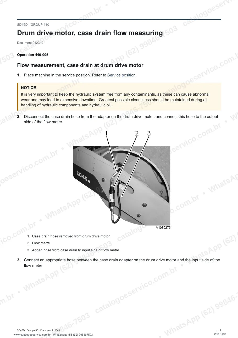 Manual de serviço Volvo SD45D: página de procedimento com texto e figura (2)