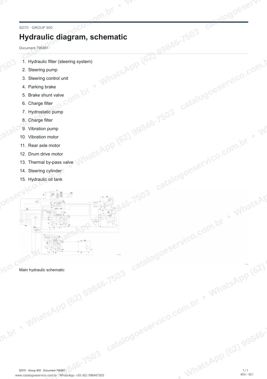 Manual de serviço Volvo SD70: página de procedimento com texto e figura