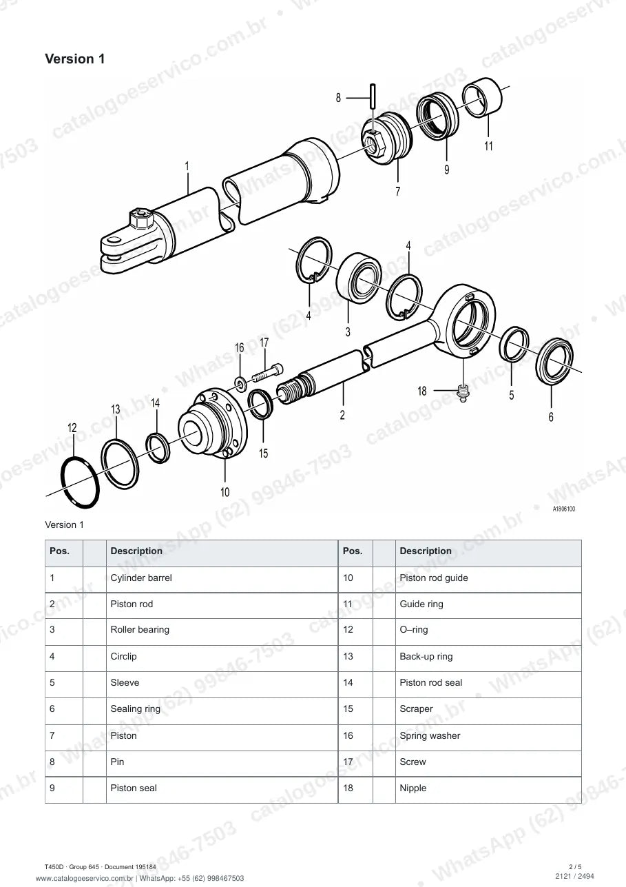 Manual de serviço Volvo T450D: página de procedimento com texto e figura