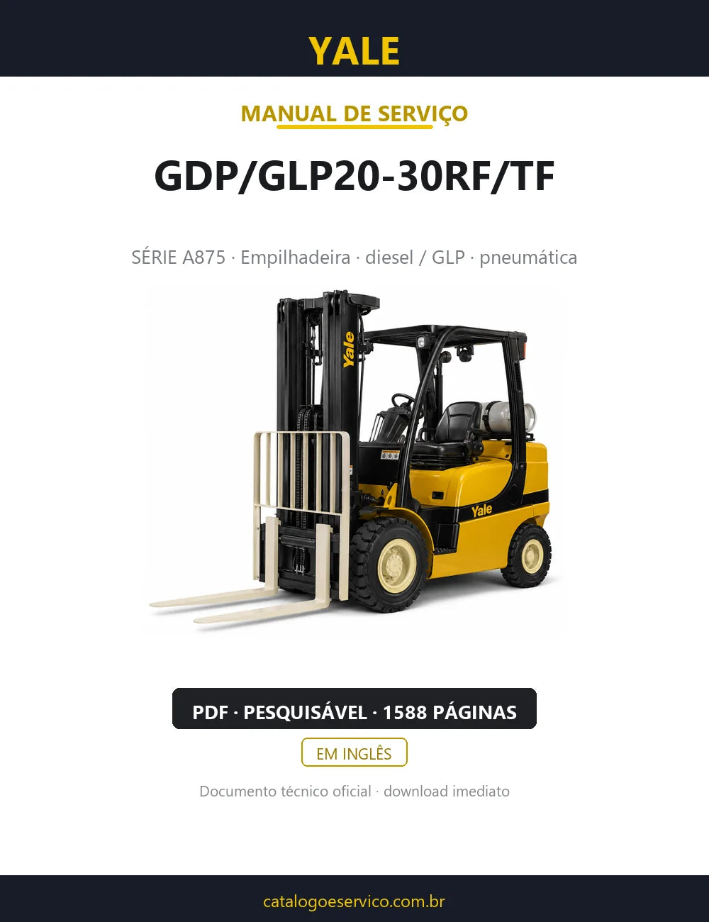 Capa do Manual de Serviço Yale GDP/GLP20-30RF/TF — empilhadeira, 1588 páginas em PDF