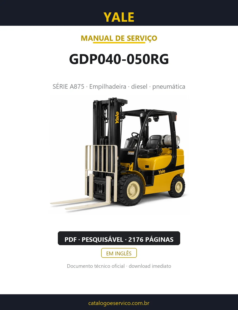 Capa do Manual de Serviço Yale GDP040-050RG — empilhadeira, 2176 páginas em PDF